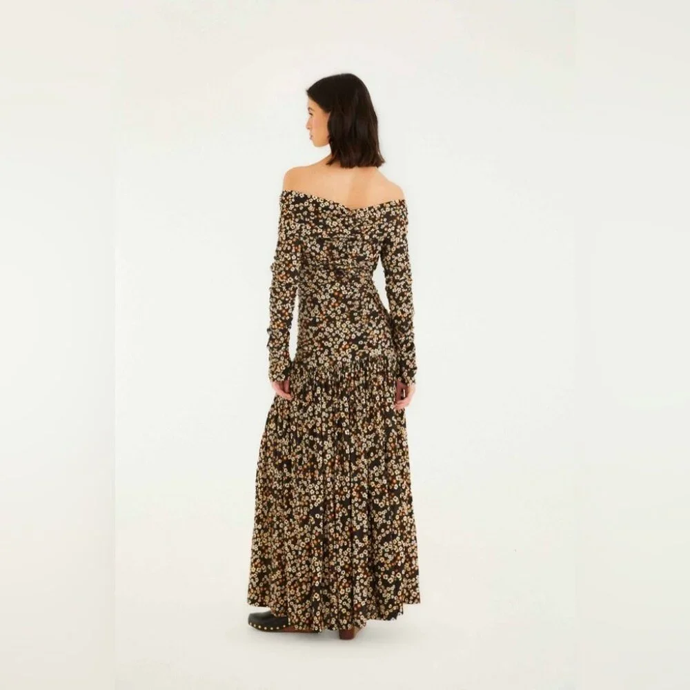 Farm Rio: Black Tiny Flowers Long SleeveMaxi Dress - Picture 5 of 15
